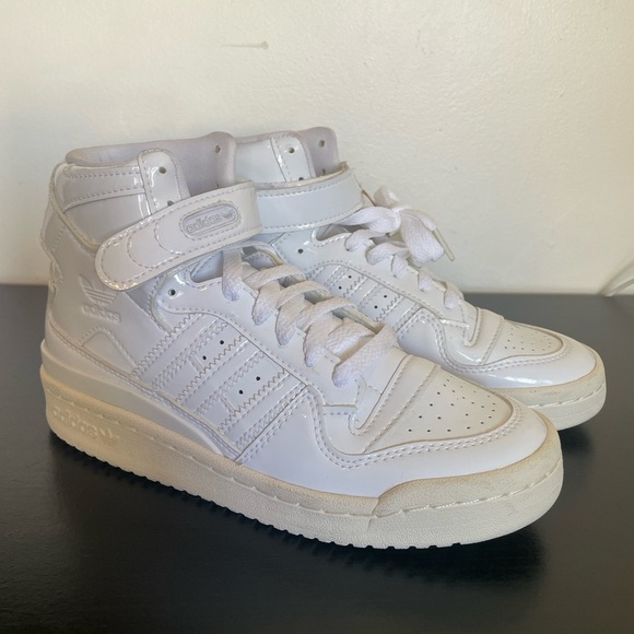 NWT Adidas Forum Mid
Triple White Patent Leather Women's - Picture 2 of 11